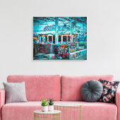 Verlaten gebouw Blauwe Muur Graffiti Art Canvas Afdruk (Insitu (Woonkamer))