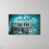 Verlaten gebouw Blauwe Muur Graffiti Art Canvas Afdruk (Voorkant)
