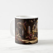 Verlaten gebouw en de bloem koffiemok (Voorkant links)