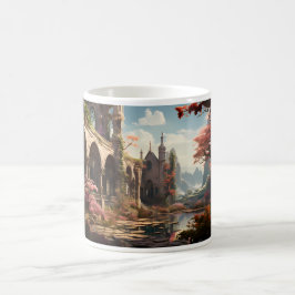 Verlaten gebouw in de fantasiewereld koffiemok