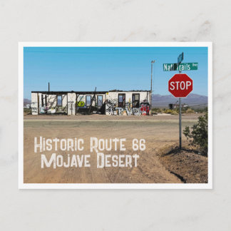 Verlaten gebouw, Route 66, Mojavewoestijn, CA Briefkaart