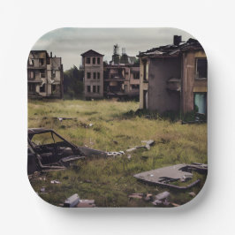 Verlaten gebouwen | Vernietiging na apocalyps Papieren Bordje