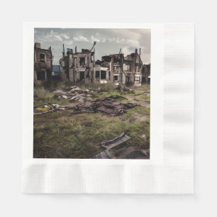 Verlaten gebouwen Vernietiging na apocalyps Servet