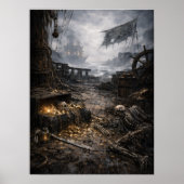 Verlaten haven — Poster met piratenhaven scène (Voorkant)