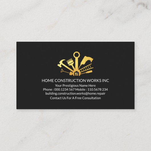 Verlaten Home Handyman Service Visitekaartje (Achterkant)