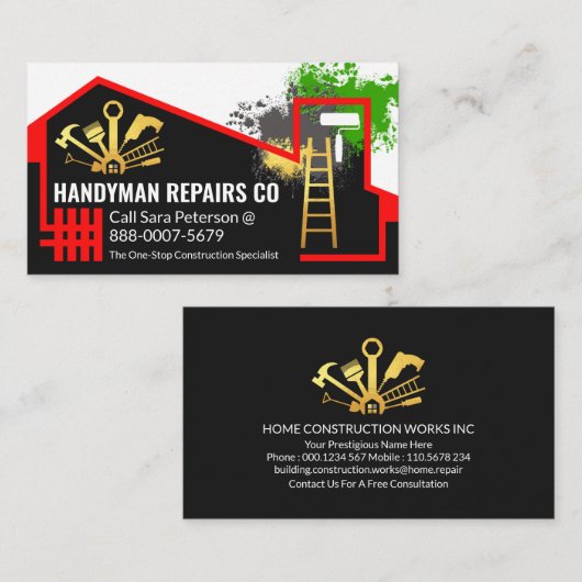 Verlaten Home Handyman Service Visitekaartje (Voorkant / Achterkant)