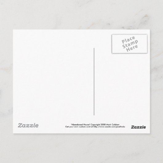 Verlaten huis briefkaart (Achterkant)