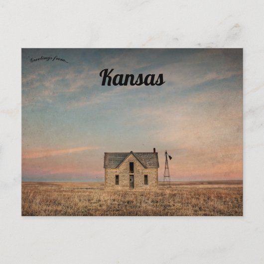 Verlaten huis op de wind geveegd Kansas Prairie Briefkaart (Voorkant)
