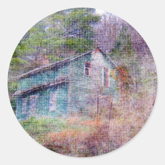 Verlaten huis ronde sticker (Voorkant)