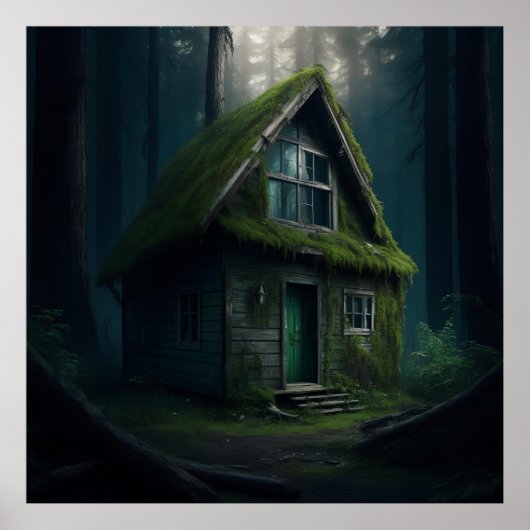 Verlaten hut in de bossen poster (Voorkant)