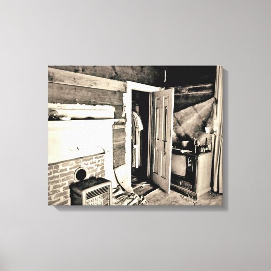 Verlaten interieur van een rustieke kamer canvas afdruk (Voorkant)