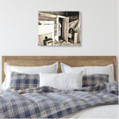 Verlaten interieur van een rustieke kamer canvas afdruk (Insitu (Slaapkamer))