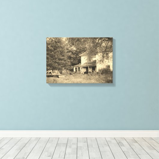 Verlaten Iowa House Canvas Afdruk (Insitu (Houten vloer))