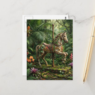 Verlaten Karousselpaard in een Jungle Briefkaart