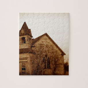 Verlaten kerk in Sepia Legpuzzel