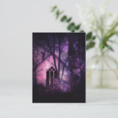 Verlaten Kerk Paarse Night Sky Digital Art Briefkaart (Staand voorkant)
