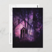 Verlaten Kerk Paarse Night Sky Digital Art Briefkaart (Voorkant / Achterkant)