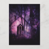 Verlaten Kerk Paarse Night Sky Digital Art Briefkaart (Voorkant)