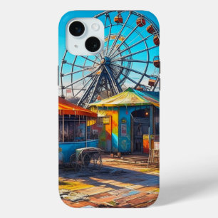 Verlaten Kermis Lege Reuzenrad en attracties iPhone 15 Mini Hoesje