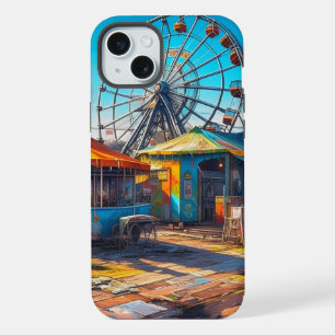Verlaten Kermis Lege Reuzenrad en attracties iPhone 15 Plus Case