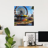 Verlaten kermisreusrad AI-kunst Poster (Thuiskantoor)