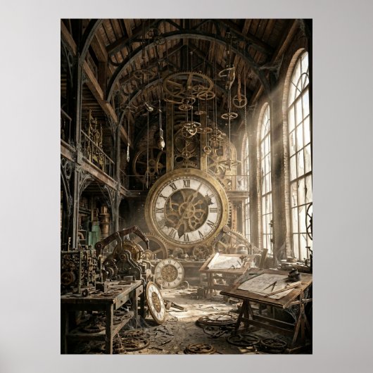 Verlaten Klokwerk Werkplaats Poster (Voorkant)