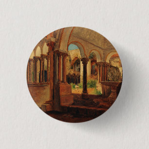 Verlaten kloosterterrein ronde button 3,2 cm