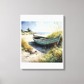 Verlaten kustboot canvas afdruk (Voorkant)
