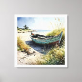 Verlaten kustboot canvas afdruk (Voorkant)