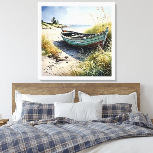 Verlaten kustboot canvas afdruk (Insitu (Slaapkamer))