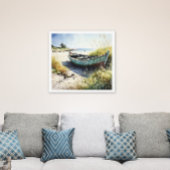 Verlaten kustboot canvas afdruk