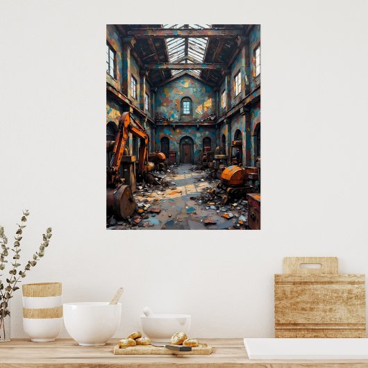 Verlaten magazijninterieur poster (Keuken)