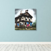 Verlaten Oud Huis Spuitbus Graffiti Canvas Afdruk (Insitu (Houten vloer))