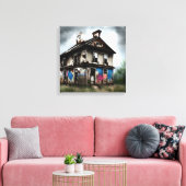 Verlaten Oud Huis Spuitbus Graffiti Canvas Afdruk (Insitu (Woonkamer))