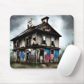 Verlaten oud huis spuitverf graffiti muismat (Met muis)
