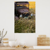 Verlaten oude auto in hoog gras poster (Keuken)