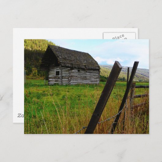Verlaten oude Barn op het platteland met hek Briefkaart (Voorkant / Achterkant)