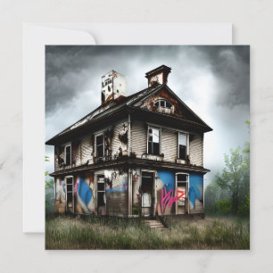 Verlaten oude huis spray verf graffiti kaart