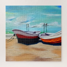 Verlaten Oude Roestige Boot op een Zandig Verlaten Legpuzzel