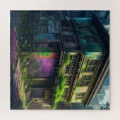 Verlaten Paars Graffiti Gebouw Stedelijk Verval Legpuzzel (Horizontaal)