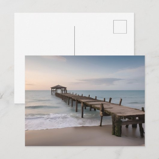 Verlaten pier bij zee briefkaart (Voorkant / Achterkant)