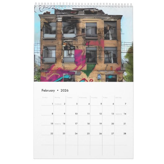 Verlaten plaatsen en ruimtes AI Art Kalender (Feb 2026)