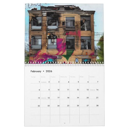 Verlaten plaatsen en ruimtes AI Art Kalender (Feb 2026)