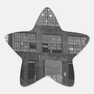 Verlaten productiefabriek ster sticker