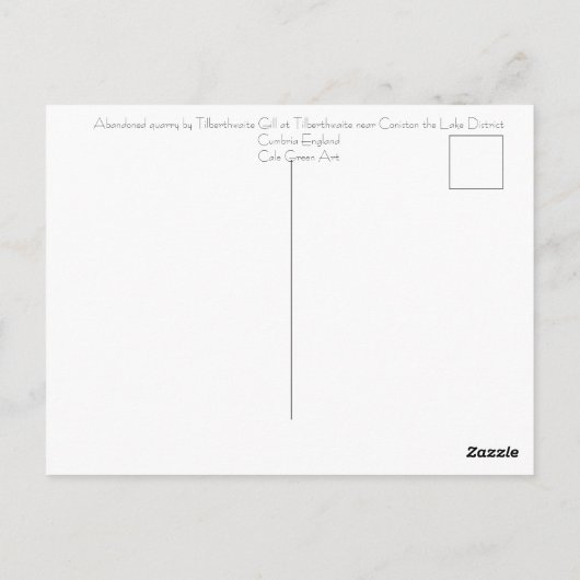 Verlaten Quarry Tilberthwaite-kaart Briefkaart (Achterkant)