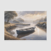 Verlaten rawboat in de modder bij zonsopgang tissuepapier (Voorkant)