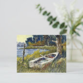 Verlaten roeiboot — briefkaart (Staand voorkant)