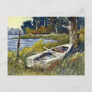 Verlaten roeiboot — briefkaart