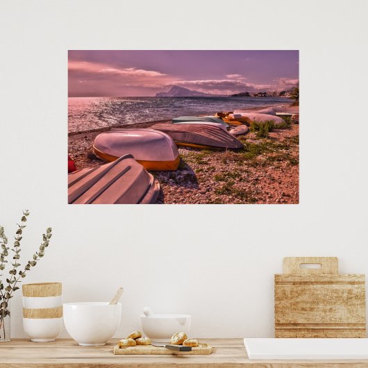 Verlaten roeiboten | L'Olla Beach, Altea Poster (Keuken)