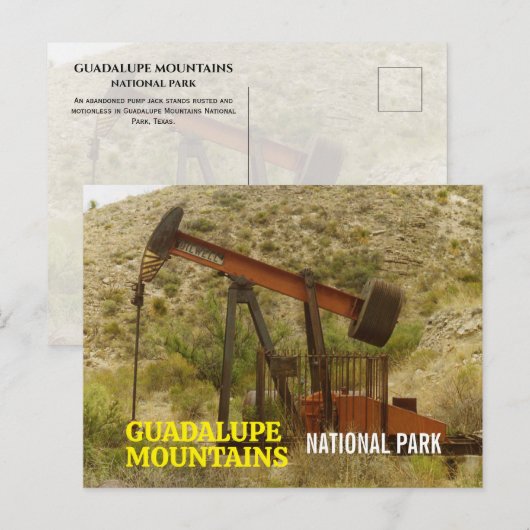 Verlaten, Rusty Pump Jack, Guadalupe Mountains NP Briefkaart (Voorkant / Achterkant)
